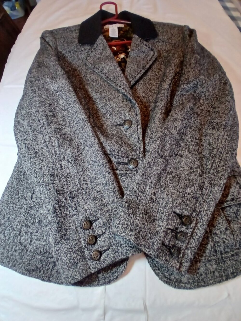 CAbi Equestrian Style Lined Wool Blend Tweed Riding Jacket Size 12